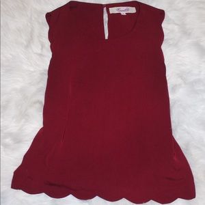 Scalloped burgundy blouse